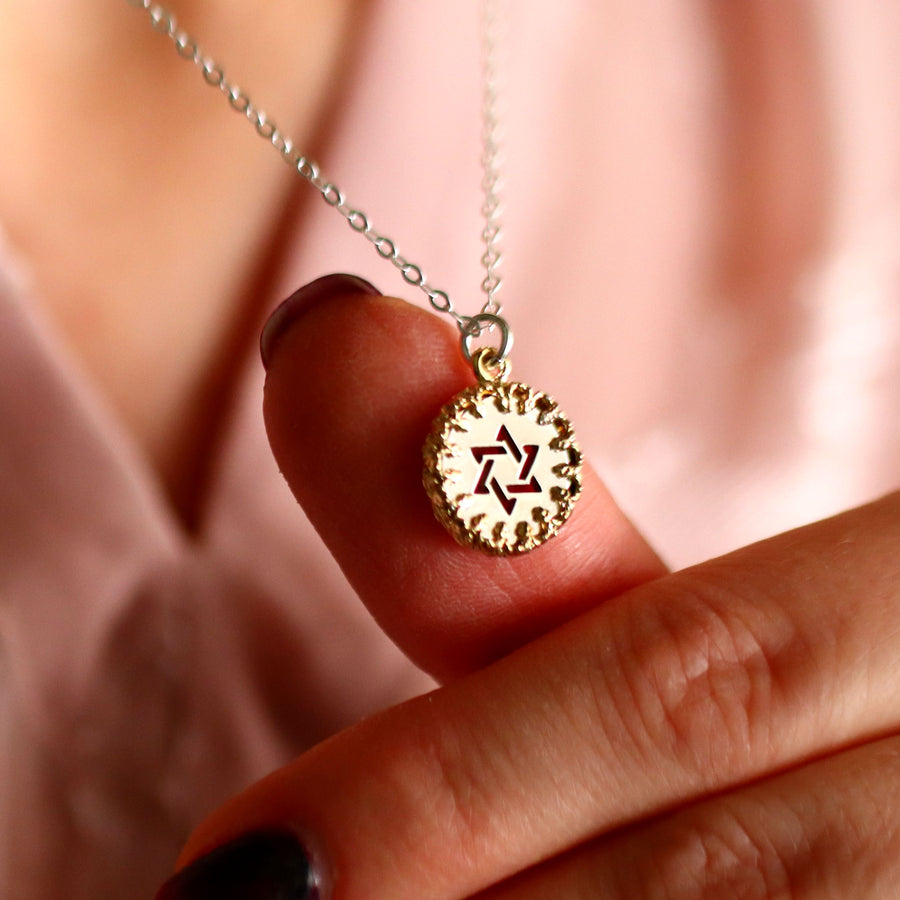 Runde Davidstern-Halskette für Sie Jüdischer Sternanhänger