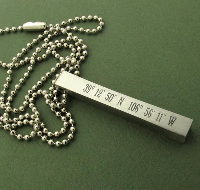 Koordinaten Schmuck Personalisierte Breitengrad-Längengragravur Halskette