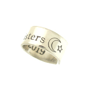 Sterlingsilber Sternenmond Gravierter Ring