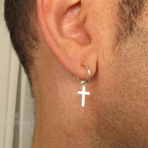 Sterling Silber Kreuz Ohrring für Männer
