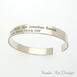 Custom silver engraved Cuff Bracelet