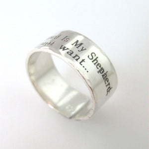Individuell gravierter Bibelversring, Psalm 23 Silver Ring