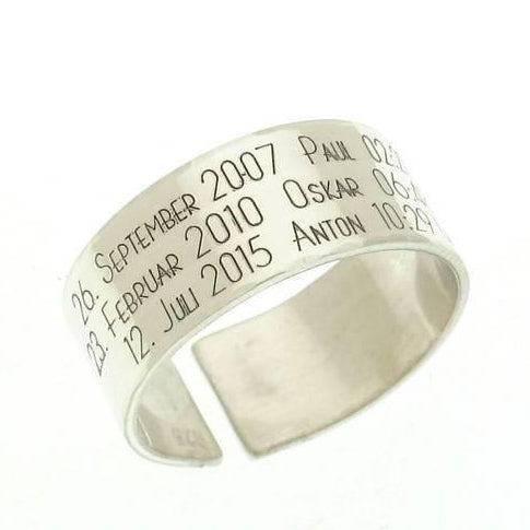 Breiter Datumsring – Sterlingsilberband