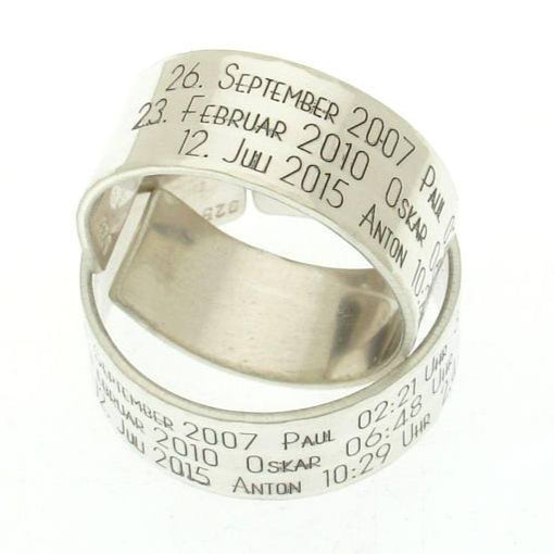 Breiter Datumsring - Sterling Silber Band