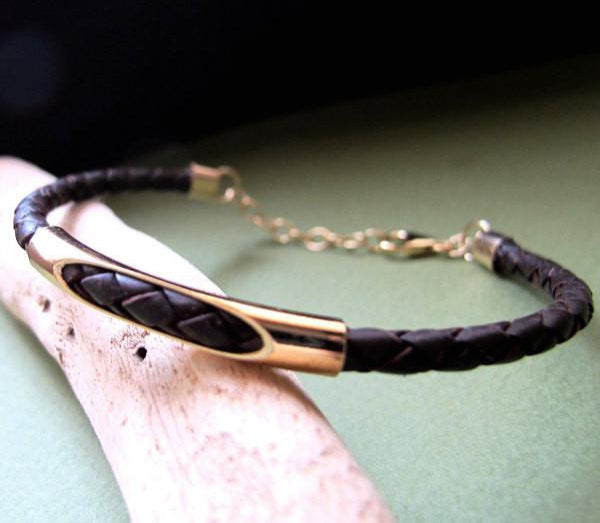 goldenes Lederarmband für Männer