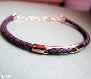 brun Lederarmband goldenes für Männer