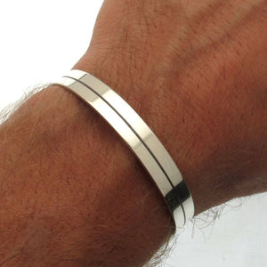 Modernes Glattes Silberarmband für Männer