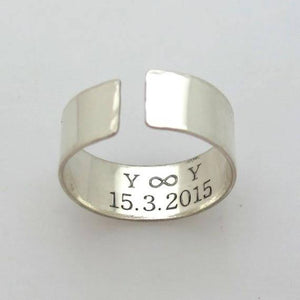 Einzigartiger Sterling Silber Ring mit Text