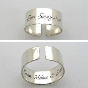 Einzigartiger Sterling Silber Ring mit Text