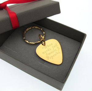 Gold Plektrum Schlüsselanhänger - Geschenk für Musiker