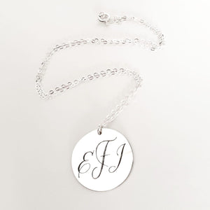 Sterling Silbe Bettelkette mit gravierter Monogramm