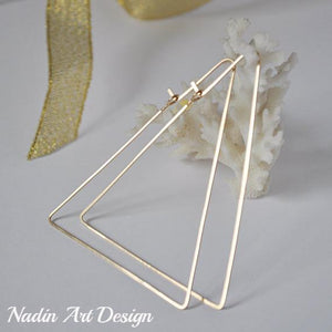 Gold triangle earrings