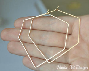 Hexagon Gold Earrings 