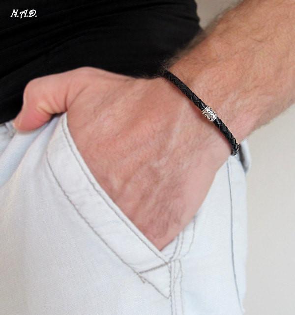 Geflochtenes Armband aus echtem Leder für Herren