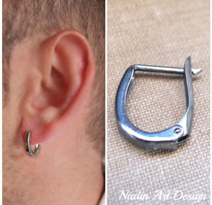 Hoop dark huggie earring for men