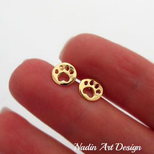 Dog paw earrings in gold