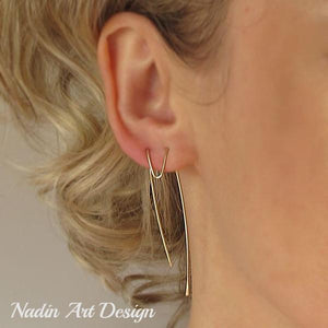 Long gold threader earrings