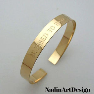Custom Inspirational Personalized Gold Cuff - engraved gold filled cuff