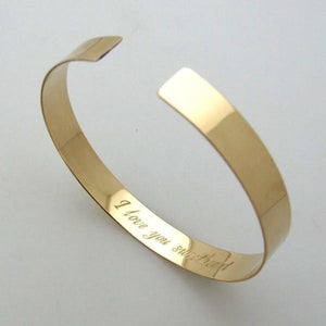 inside engraved gold bracelet - text engraved cuff