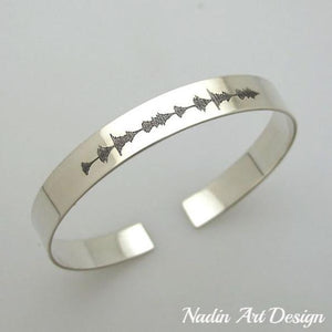 Soundwave silver cuff open bracelet