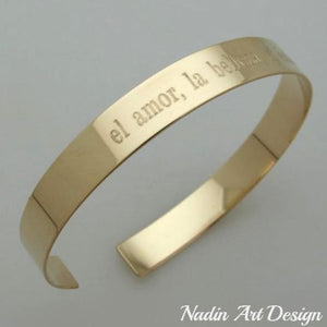 Gold engraved open bracelet