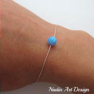 Blue bead silver bracelet